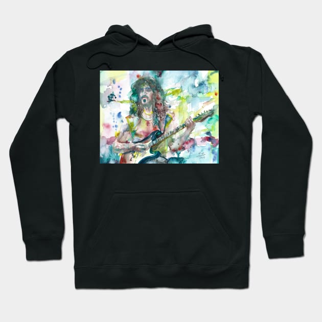 FRANK ZAPPA watercolor portrait .7 Hoodie by lautir